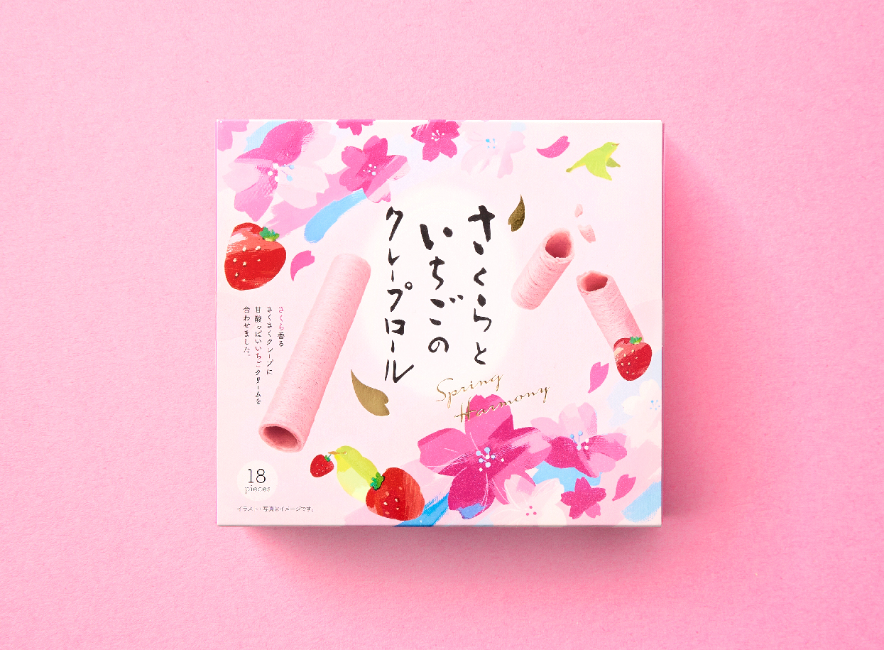 さくらといちごのクレープロール