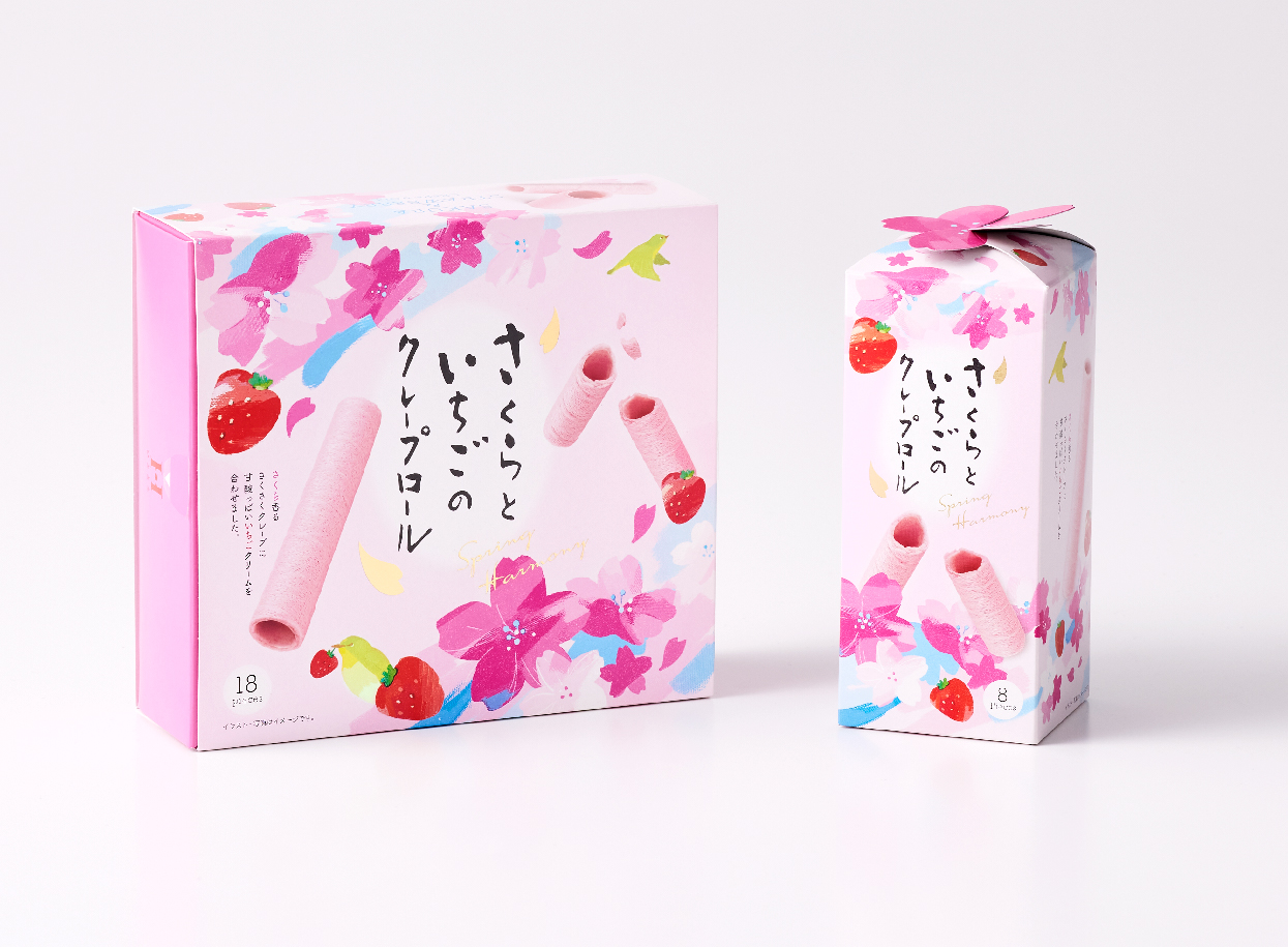 さくらといちごのクレープロール